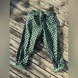 Vans Green and Black Checkered Pants